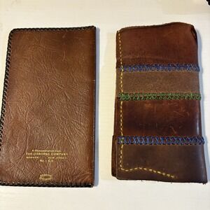 Vintage Osborne Co Leather Checkbook Cover Wallet Set Genuine Steerhide USA Made